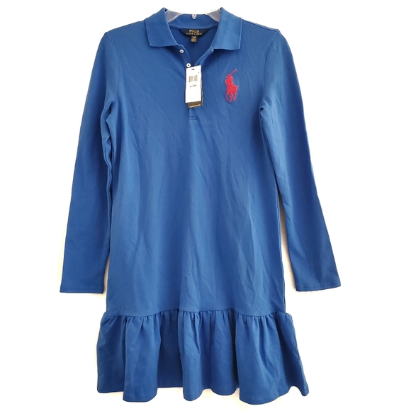 Polo Ralph Lauren | Dresses | Polo Ralph Lauren Long Sleeve Polo Dress Blue  Girls Xl 6 | Poshmark